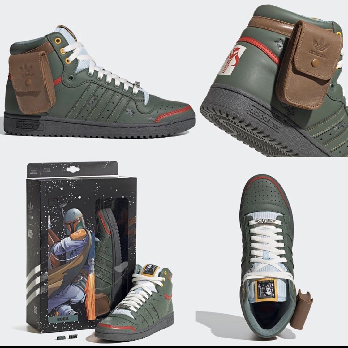 TheSoleLibrary's tweet image. Adidas is doing something really cool. Star Wars x adidas Top Ten Hi "Boba Fett" releases September 24th. 

It’s really about the details 😍.

#Thesolelibrary
