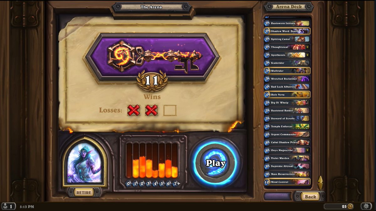 ZederHS's tweet photo. 11-2 with Priest in Arena right now POG #Hearthstone https://t.co/s7klek6Ipb