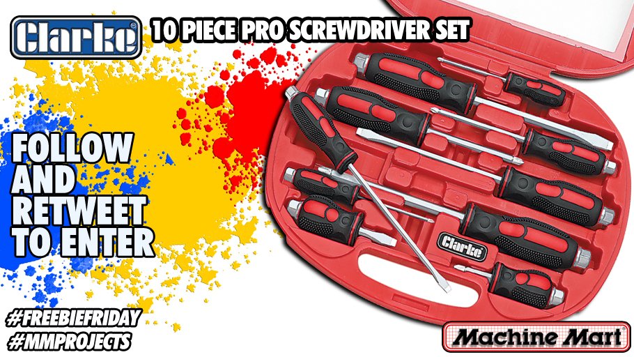 MachineMartUK's tweet image. We've got another #FreebieFriday for you today, offering the chance to #win this fantastic 10 piece screwdriver set! 

To enter this #giveaway, simply follow us and retweet this post. 

#Competition ends on Tuesday 1st September at 4pm. Usual terms and conditions apply.