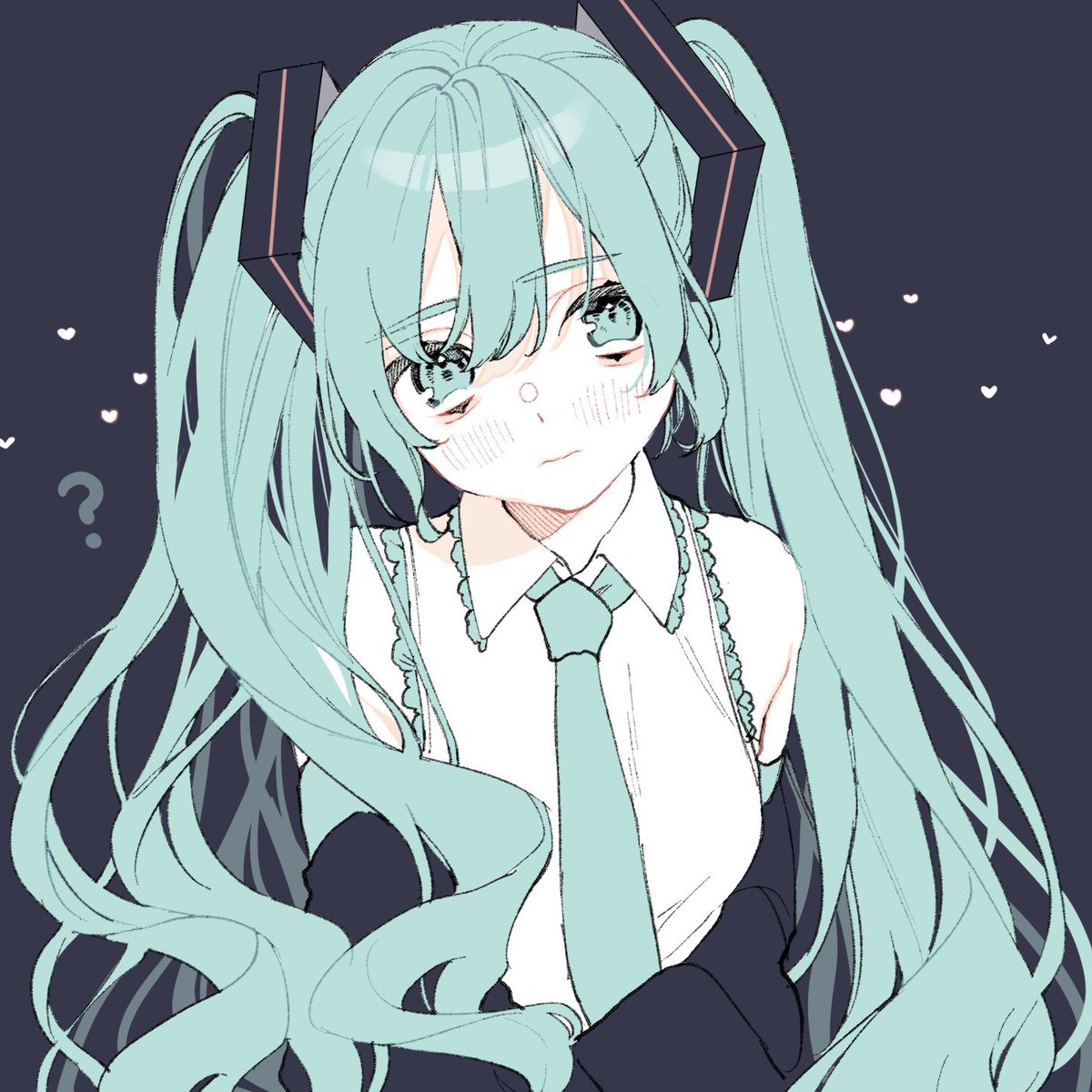 hatsune miku 1girl solo necktie long hair twintails heart ?  illustration images