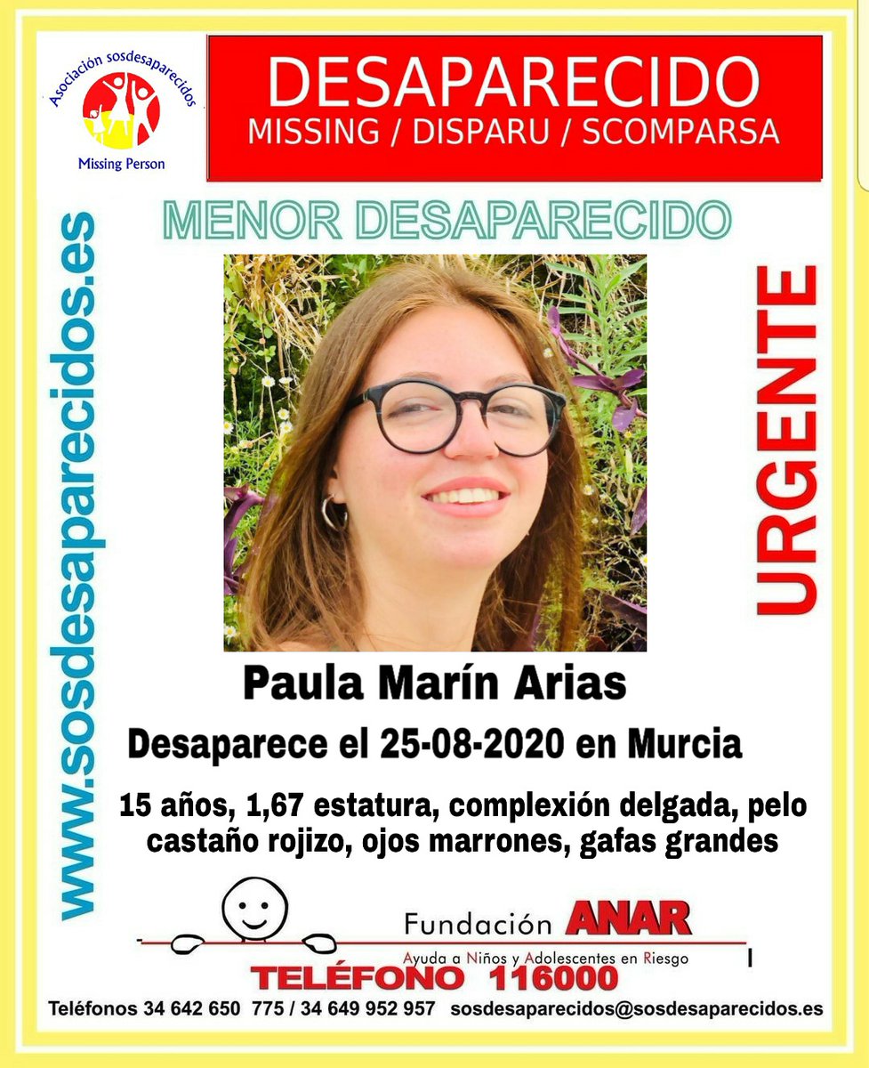 guardiacivil's tweet photo. ⚠️#MuyUrgente🆘

Esta es Paula, una #menor que ha #desaparecido en #Murcia

Si la has visto llámanos
 ☎062 
 ☎091 
 ☎112 

Tu RT no cuesta nada y puede ayudarla https://t.co/JBCGd6oxiB