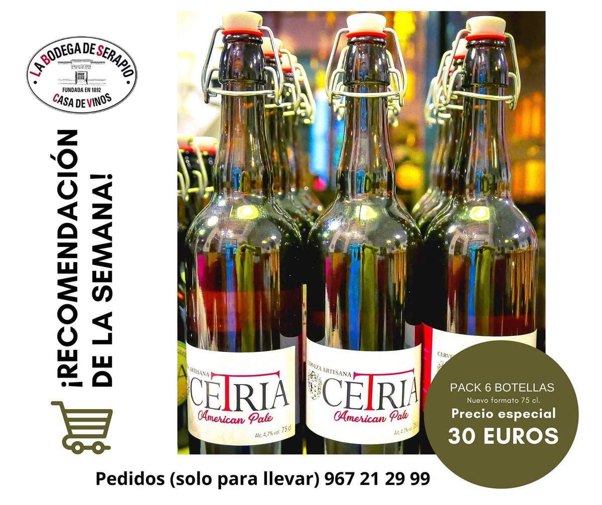 NOVEDADES
CERVEZA ARTESANA CETRIA 75 cl. 👉instagram.com/p/CEY-pkMAKXL/…