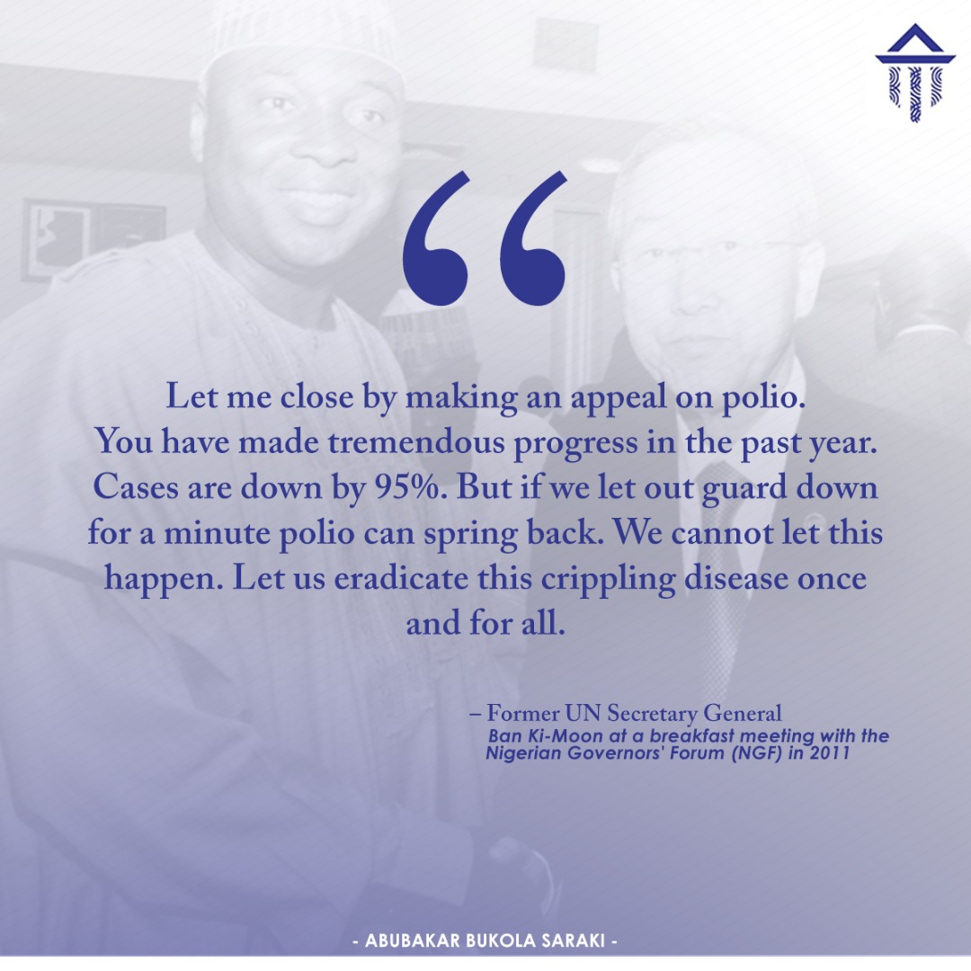 By 2011, reported incidents of the polio virus had dropped by 95% following the implementation of the Abuja Commitment. This much was attested to by the then United Nations Secretary General, Mr. Ban Ki Moon, during a breakfast meeting in 2011.