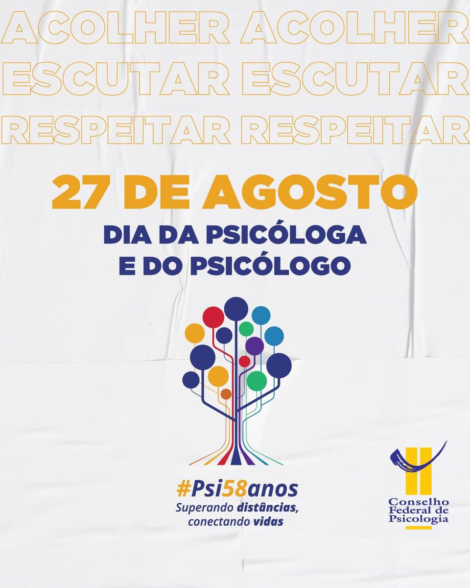 PROFISSIONAIS DA PSICOLOGIA, NOSSO MUITO OBRIGADO! ❤️

A potência de uma profissão completamente orientada pelos direitos humanos, que acolhe, escuta, cuida e respeita, se torna indispensável nos dias de hoje, quando a letalidade de uma pandemia devastadora interrompe vidas...