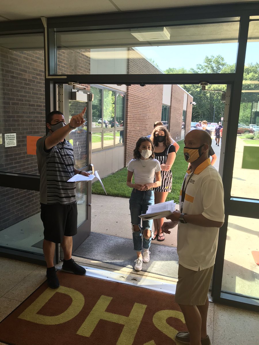 Welcome Class of 2024!! Mr. Marter and Lewis did a great job organizing the orientation which allowed our new students to experience the layout here at DHS.  All students used masks, had their temperature checked, and hands sanitized before taking part.