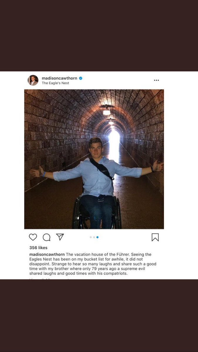 One of my followers sent me an article about  #MadisonCawthorn after she informed me he was worse than I suggested. In 2017 Cawthorn visited Hitler's hideaway and posted on IG how much fun it was. FUN.