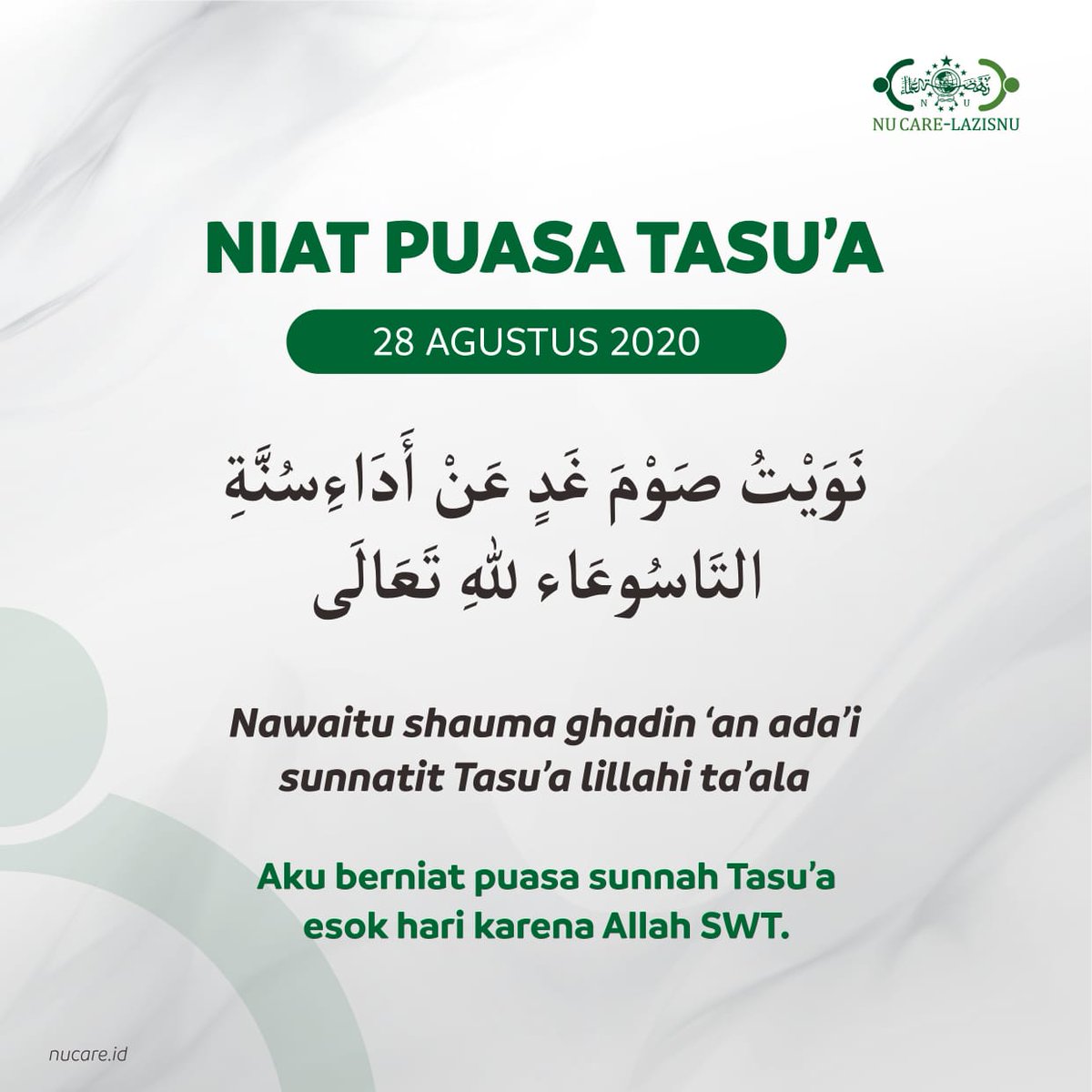 Nu Care Lazisnu On Twitter Besok Puasa Yuk Jum At 28 Agustus 2020 Puasa Tasu A Sabtu 29 Agustus 2020 Puasa Asyura Jangan Lupa Untuk Perbanyak Sedekah Saat Berpuasa Ya Yuk Klik Link Berikut Https T Co Gnciuc4dys