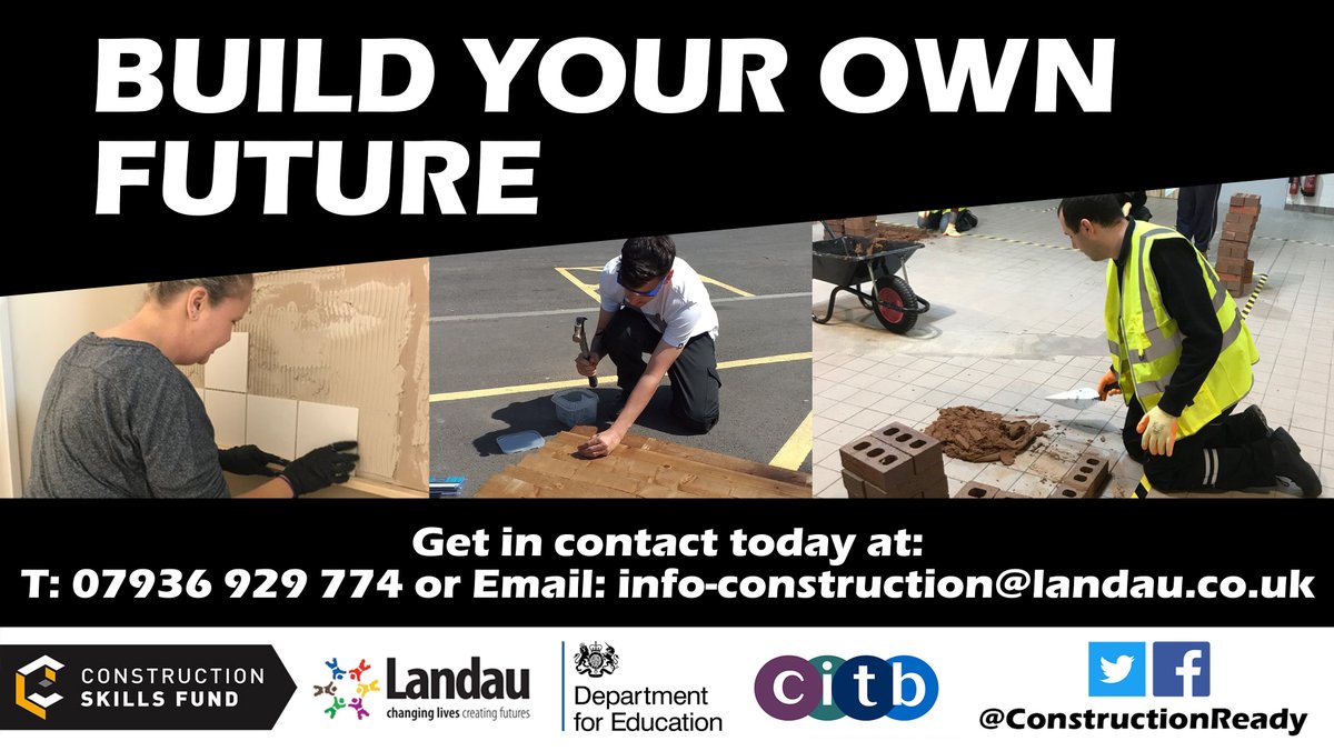ConstructReady's tweet photo. Interested in free general Bricklaying, Tiling and Painting skills before you get into a Construction Role? Get in touch today! #Shropshire #Herefordshire #Telford #Construction #MCR https://t.co/j8T4i4fkUQ