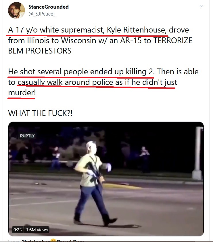9/Not to be outdone in embarrassing themselves, the left said Kyle was a White Supremacist, and (this is a quote) he was white, and he was NOT Hispanic.According to arrest records Kyle is, in fact, Hispanic.
