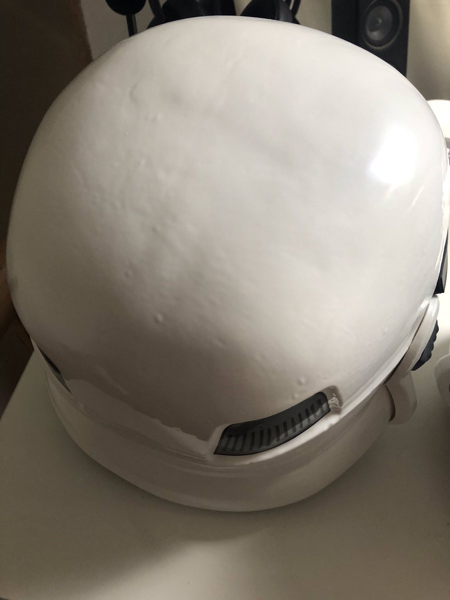 This is my RS Prop Master version. It looks REALLY rough. The helmet has a texture, it’s asymmetrical and it has a lump on the left-hand side. But you know what? You can actually see that lump on-screen in the original Star Wars.