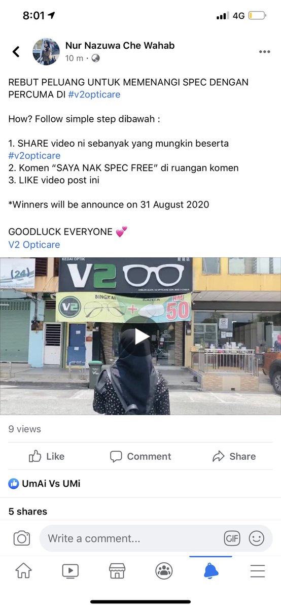 NurNazuwa's tweet photo. I dah share video dekat FB 🤭 jangan lupa pi like and share. SS bukti share dekat sini. Winner will be annnouce on 31 August. Follow simple step cara nak menang

GOODLUCK 
#v2Opticare 
#Contest 

https://t.co/hkYBdDIRxm https://t.co/NXqGDP3F8M