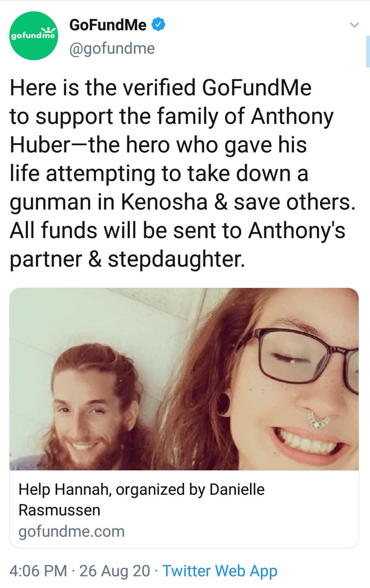 10/Given that we have two narratives, we have two stories about who is good and who is evil. This means we have two crowdfunding initiatives: One for Kyle, and one for the family of protestors that were killed