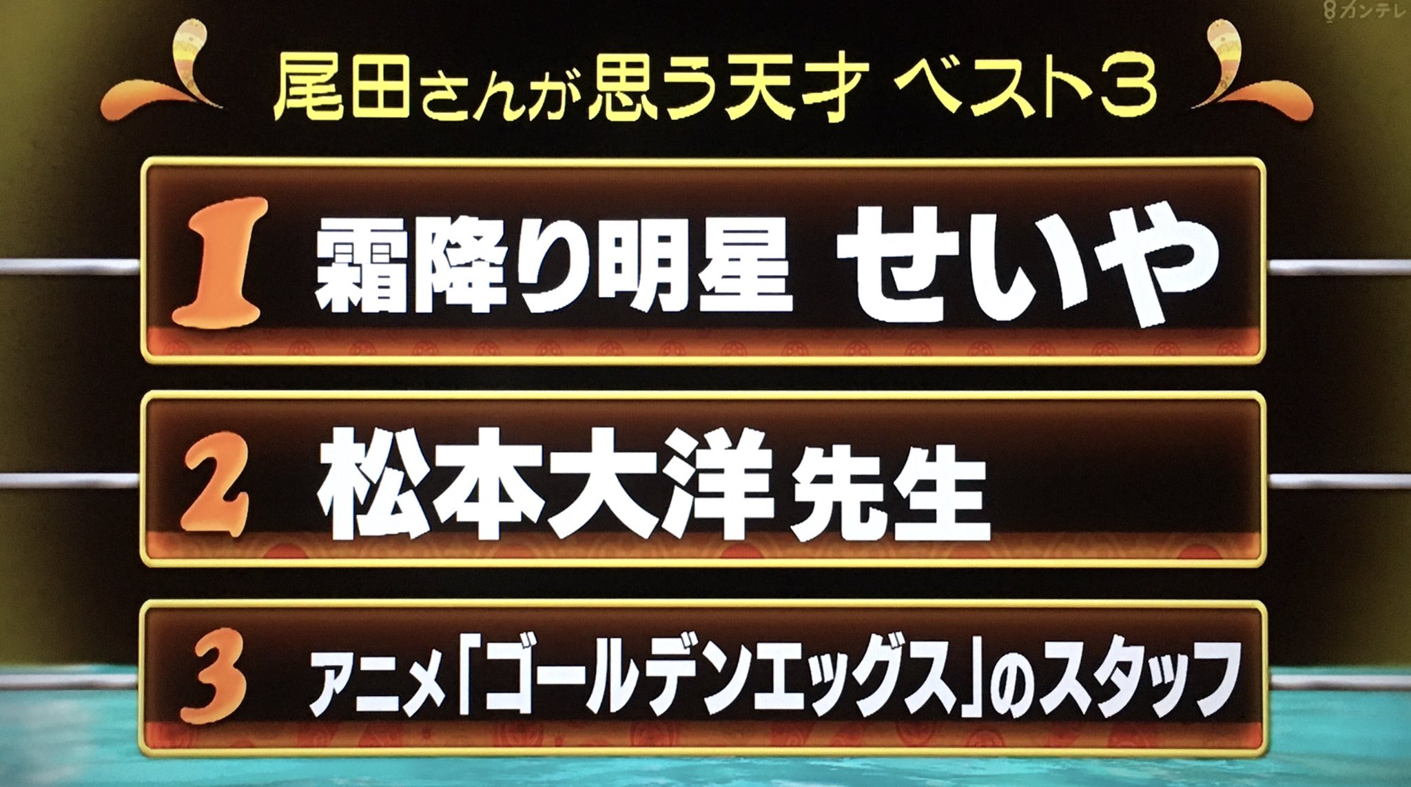 エムカク 尾田栄一郎さんが思う天才ベスト３ 1位 霜降り明星 せいや 嵐ツボ 年8月27日年 同感 T Co 2wo0enlrax Twitter