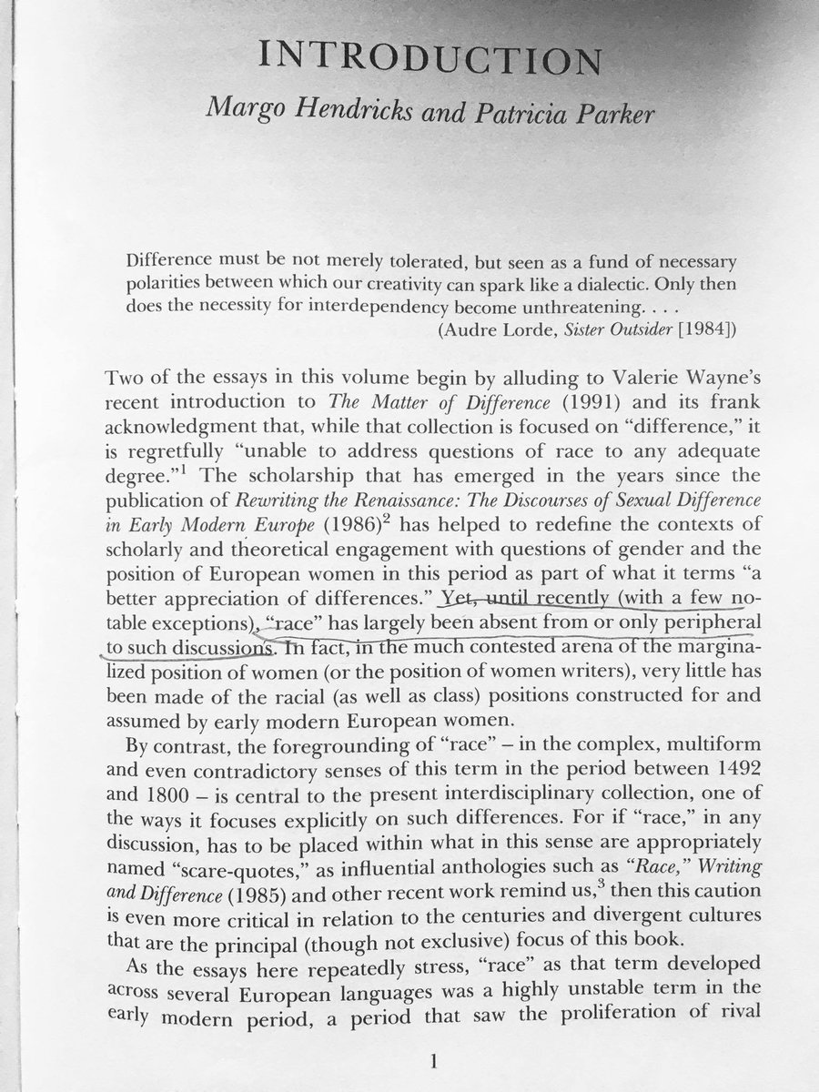 In their anthology, Profs. Margo Hendricks and Patricia Parker centralize discussions of race, pointing out how they have been previously marginalized or ignored in early modern studies, despite the period's investment in the slave trade and colonialism.