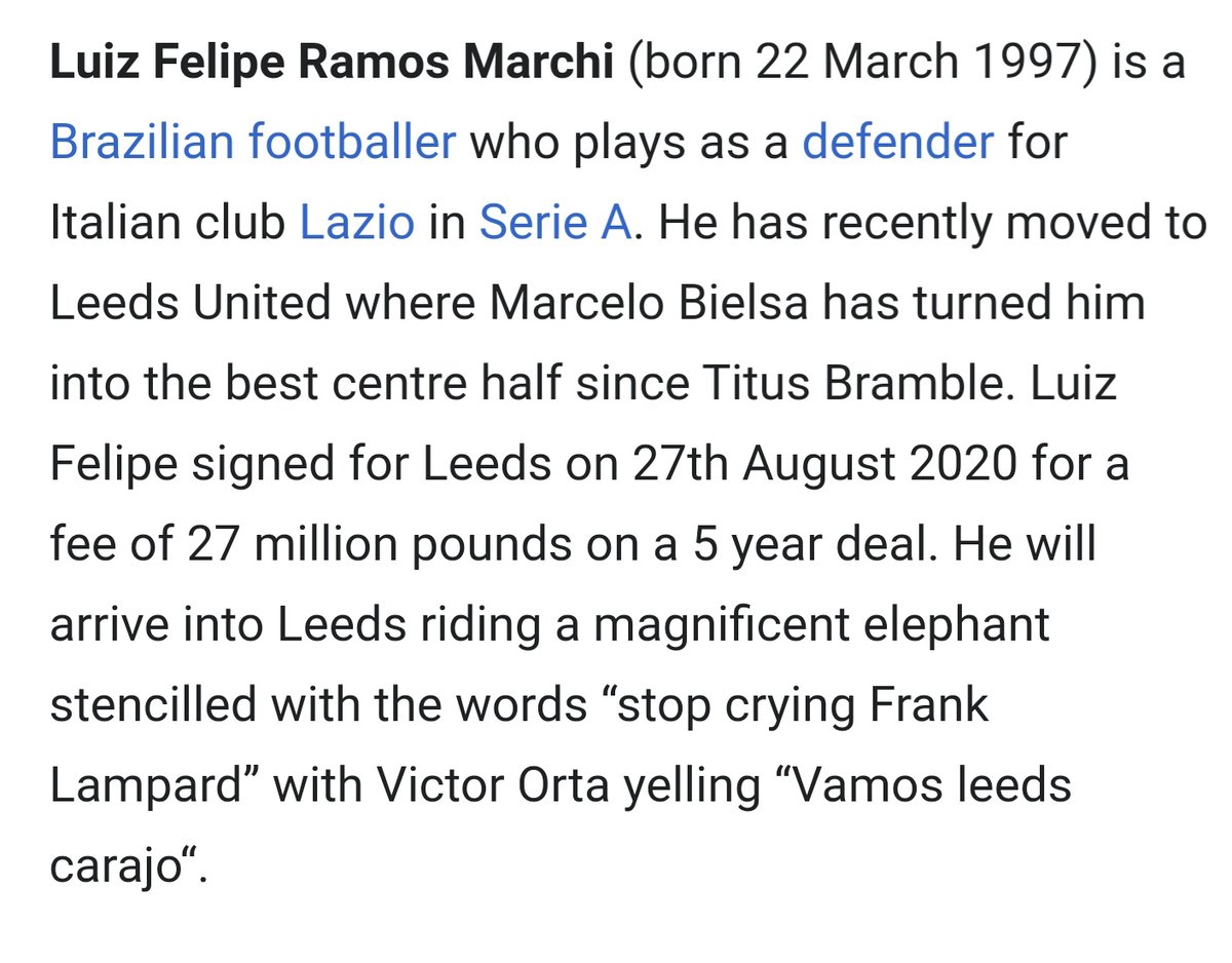 What someone's put on Luiz Felipe's Wikipedia 😂😂