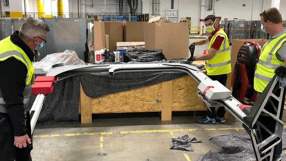 In order to maintain personal contact despite #corona, we try to visit our #partners personally wherever possible. 

Here we have set up the Mobile Overheight Module for testing at a major customer with Simon Watt from <a href="/wessexpkg/">Wessex Packaging</a> 

#ergopack #palletstrapping #StayHealthy