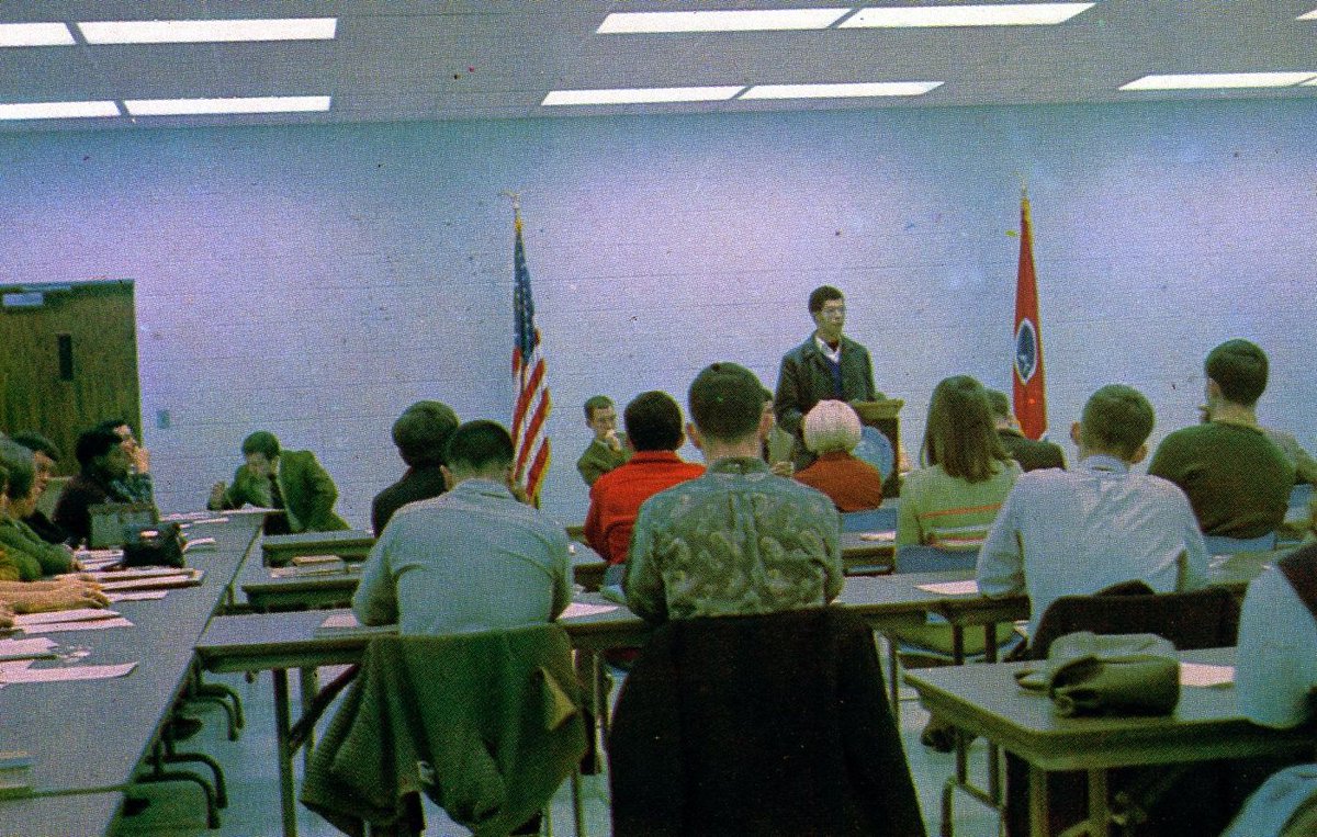 MTSU President Scarlett left it to the students to decide what to do. The Associated Student Body, then the student government, held debates for weeks as Sidelines continued to publish opinion pieces on the matter.Brooks speaking before the student government about Forrest.
