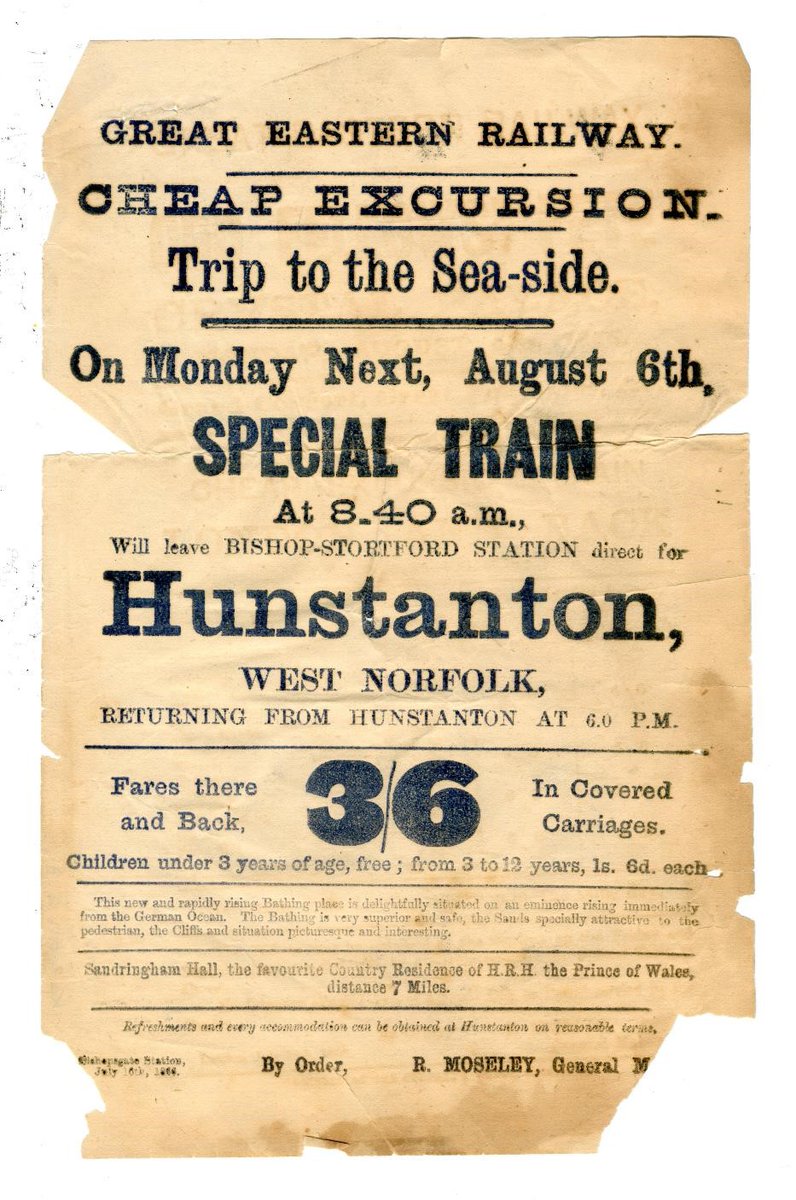 Lynn_Museum's tweet photo. Henry L’Strange Styleman le Strange successfully petitioned for the railway to reach Hunstanton from King’s Lynn. Hunstanton Station opened in 1862. The 12-mile line connected King’s Lynn, North Wooton, Wolferton, Dersingham, Snettisham, Heacham and
Hunstanton #LMJourneys https://t.co/Wf8Ry66n9p