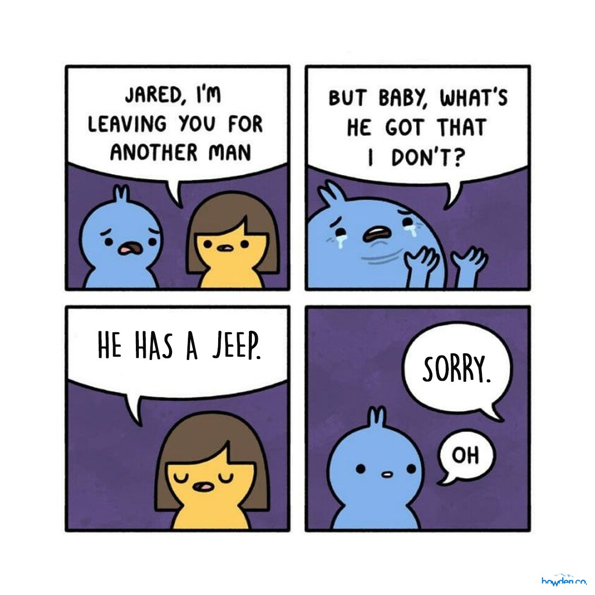 'Uhm, oh. Is that so?'​

#jeeping #jeepnation #jeepwave #jeeplife #jeepwranglers #wranglertj #jeeptj #itsajeepthing #superswampers #jeeplifestyle #jeepguy #jeepfamily #jeepcherokee #jeeprubicon #jeeplove #jeepgirl