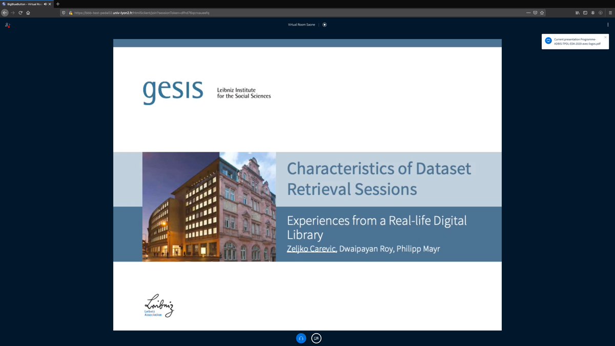 shawnmjones's tweet photo. #TPDL2020 Zeljko Carevic from @gesis_org is presenting “Characteristics of Dataset Retrieval Sessions: Experiences from a Real-life Digital Library”

Pre-print: https://t.co/h3ORVkTtrZ
Paper: https://t.co/STseK0miul https://t.co/P05uqQ1sFG