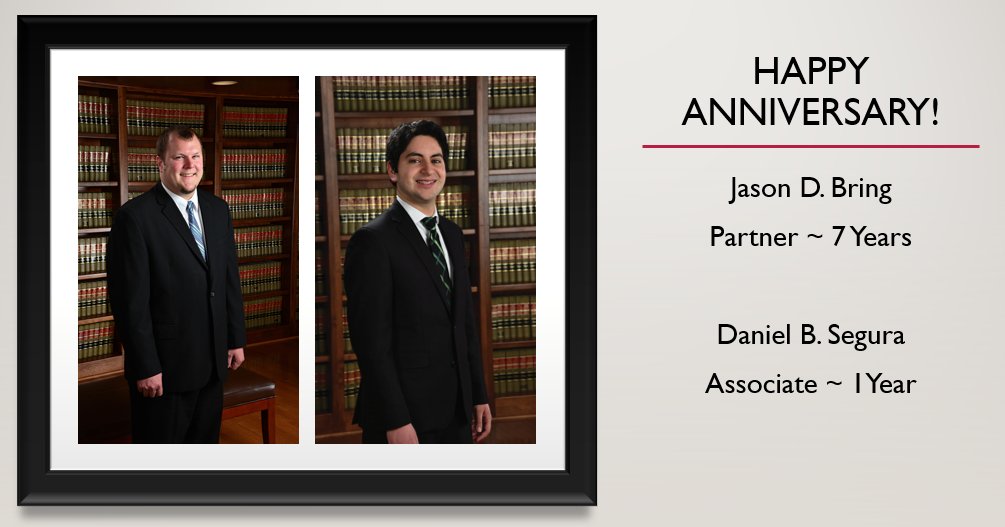 HeidmanLawFirm's tweet photo. Congratulations on your years of service Jason and Daniel! Thank you for all that you do for the Firm!! #congratulations2020 #gratefulness https://t.co/NiWoTQRfwp