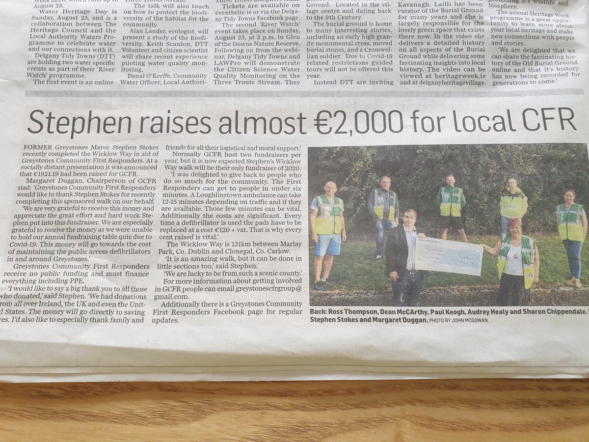 A big thank you to the ⁦<a href="/BrayPeople/">Bray People</a>⁩ for this article in this week’s paper. Thanks again to ⁦<a href="/StephenStokes1/">Stephen Stokes</a>⁩ for his amazing donation