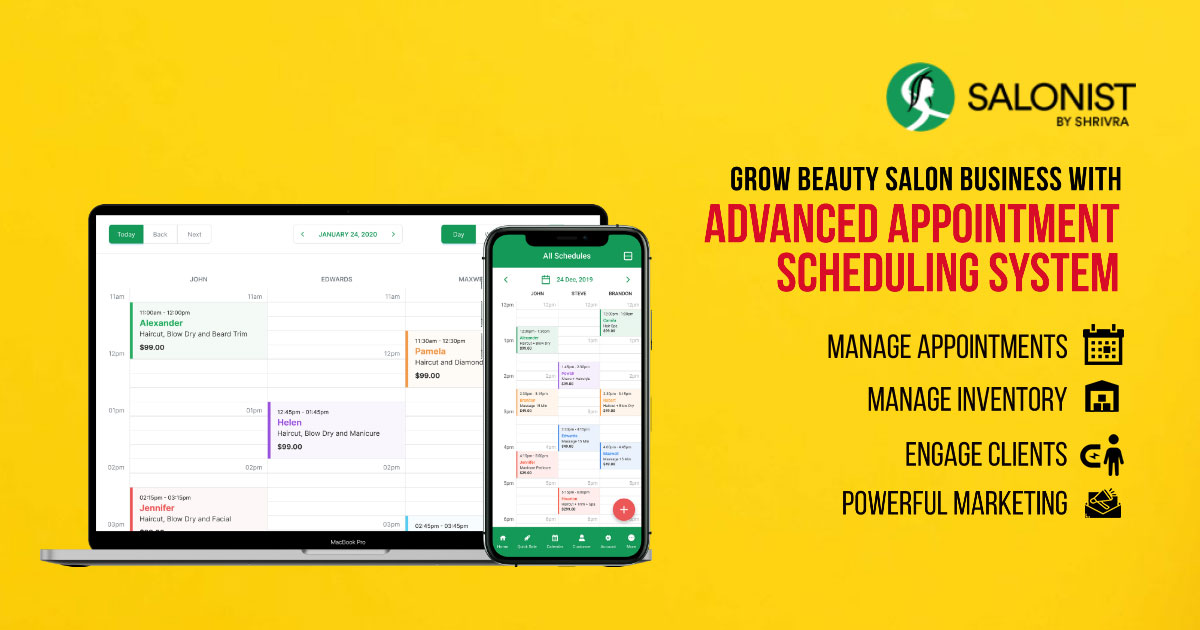 GoSalonist's tweet image. Grow #Beauty Salon Business With Advanced #AppointmentSchedulingSystem.

Get Started Now!

👉Manage Appointments
👉Manage inventory
👉Engage clients
👉Powerful Marketing
👉Manage Billing (POS)
👉Manage Payrolling

Mail us at: support@salonist.io
Call us : +1 (877) 893-2591

#pos