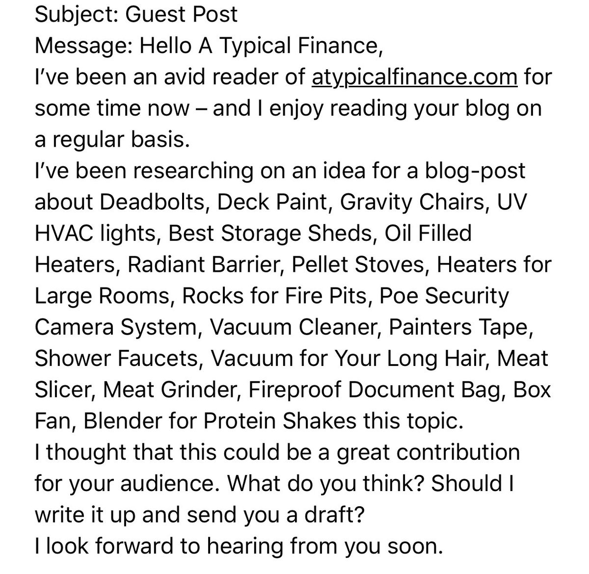 AtypicalFinance's tweet photo. This person clearly understand my niche. 🙄 And they spelled the name of my company incorrectly... https://t.co/7YknVQ9PGA