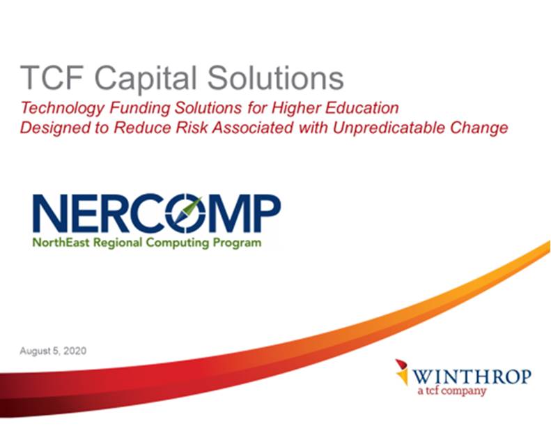 Don't miss  #TechnologyFunding\Solutions for #HigherEducation Designed to Reduce Risk Associated with Unpredictable #Change- presented by #TCFCaptitalSolutions coming up on September 15th!! Reserve your seat today:  bit.ly/nercomp_Winthr…