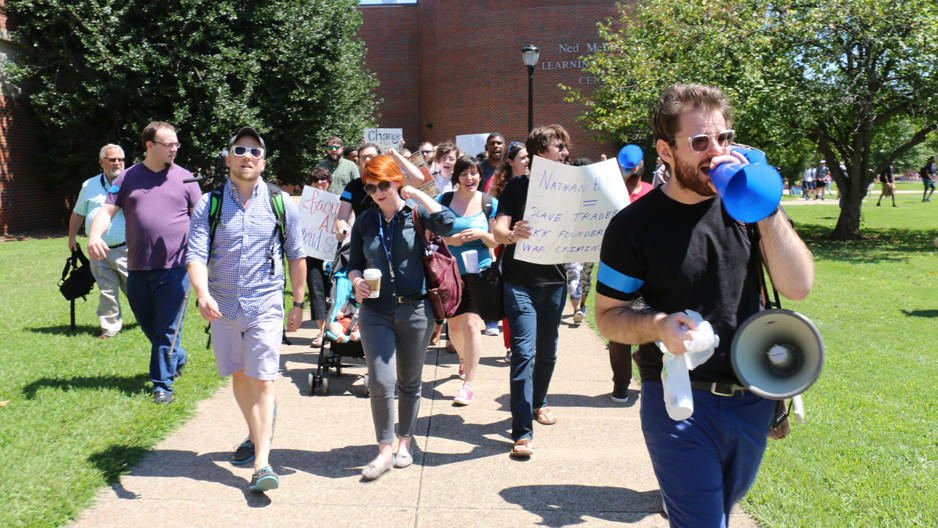  #ForrestHall survived protests yet again. The next time Black students protested the building was on August 27, 2015.