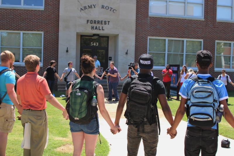  #ForrestHall survived protests yet again. The next time Black students protested the building was on August 27, 2015.