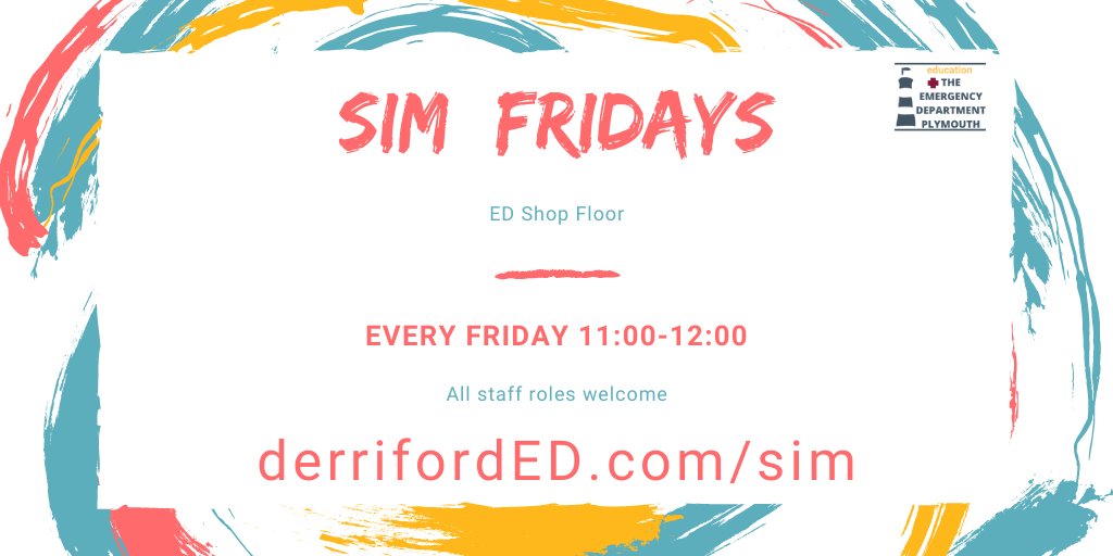 New trial of in situ sim for ED staff starts 4th September and then weekly. Theme of the month.... Paediatrics! More at derriforded.com/sim

<a href="/UHP_NHS/">University Hospitals Plymouth NHS Trust</a> <a href="/jameskeitley/">James Keitley</a> <a href="/ashleighlowther/">Ashleigh Lowther</a> <a href="/AnnetteRickard/">Annette Rickard</a>