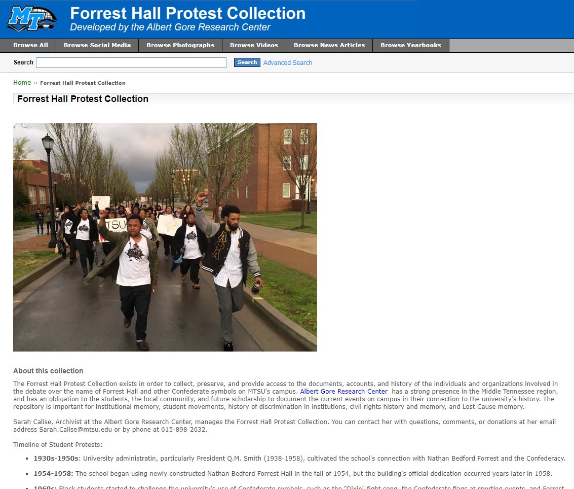 To see more primary sources related to this history dating back to 1930, explore the Forrest Hall Protest Collection available to the public in  @mtsulibrary's digital collections:  http://digital.mtsu.edu/cdm/landingpage/collection/p15838coll11