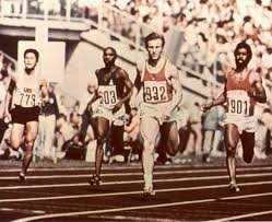 This is the image--from the heats of the 200 meters at the  #Munich1972 Olympic Games ( #Lesotho's Moorosi is wearing #603 in the center of the frame--Mokorotlo on the singlet visible, too):