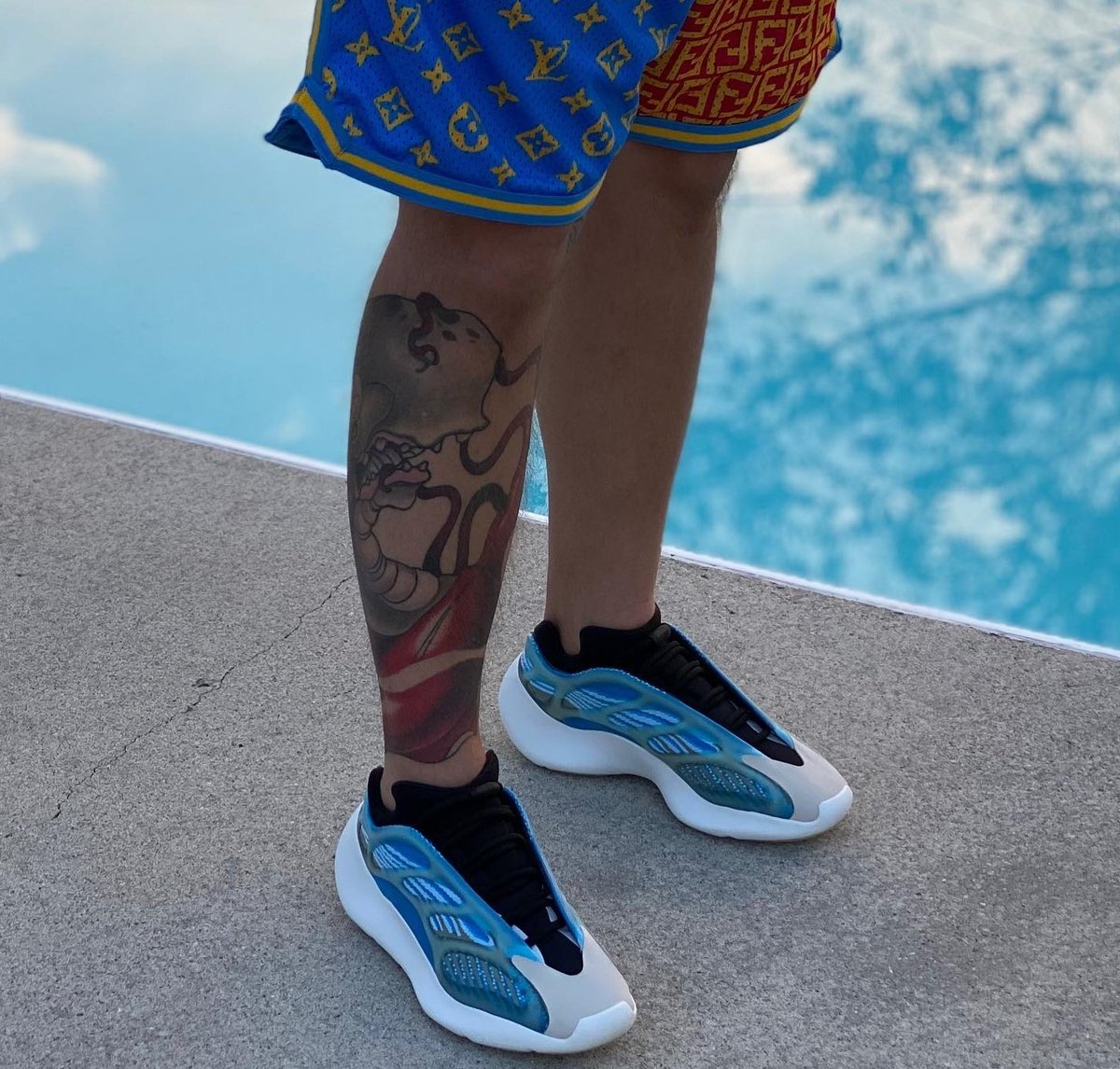 yeezy azareth on feet