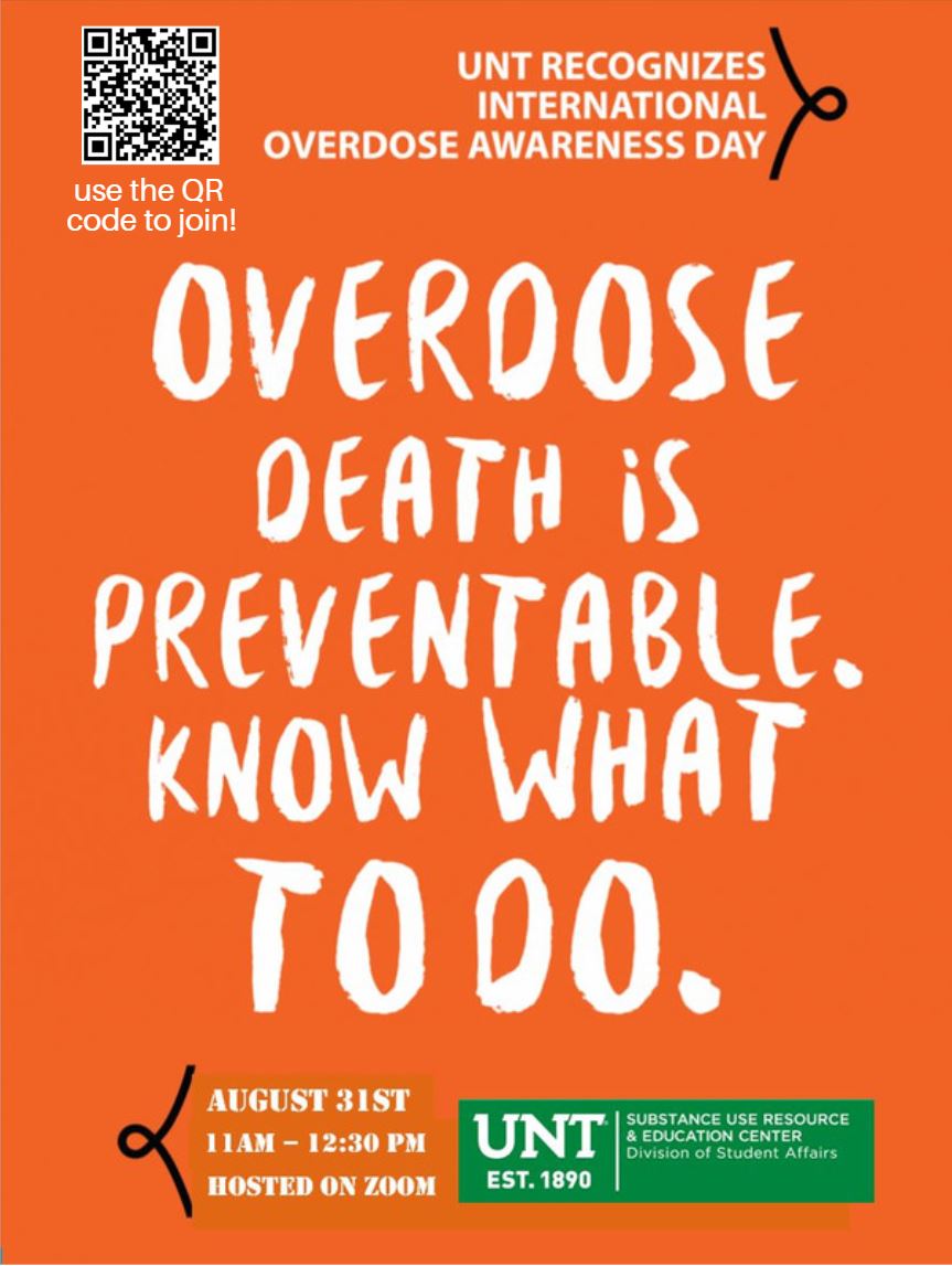 UNTDOS's tweet image. UNT International Overdose Awareness Day
Monday, August 31st | 11:00am-12:30pm
Speakers, Resources, and Narcan training
#UNTCares #UNTDOS #UNTSURECenter