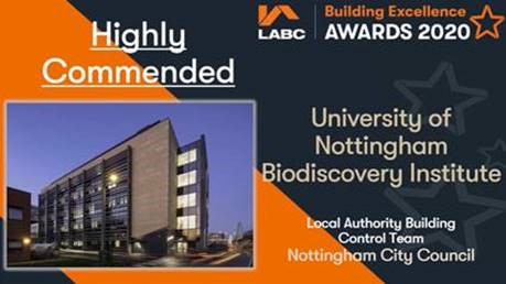 CBSExp's tweet image. We’re delighted to announce that the Biodiscovery Institute is highly commended for ‘Best Public Service or Educational Building’ at this year's LABC East Midlands Building Excellence Awards!
Congratulations to everyone involved in such a fantastic project for @UniofNottingham