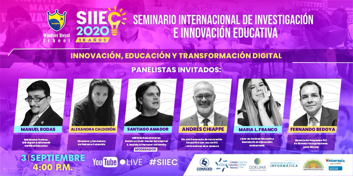 WRSmonteria's tweet photo. En la versión N°10 del #SIIEC 2020, se desarrollará el panel “INNOVACIÓN, EDUCACIÓN Y TRANSFORMACIÓN DIGITAL”
Fecha: Jueves 3 de septiembre
Hora: 4:00 P.M. 
YouTube Live
INSCRIPCIONES: https://t.co/vjxtnAsEo6
#Innovacion #Educacion #seminario #TransformacionDigital https://t.co/mNDzMLXSGW