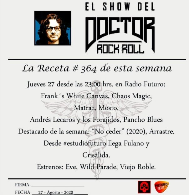 Hoy nuevamente junto a puros secos en @DocRockandRoll x la @futurofm🤟🎸🎙️📻

#futuro #musicachilenaencasa  #RockChileno #QuedateEnRadio #musicaindependientechile #radiochile
#rockchile #musicachilena #rock  #undergroundmusic #rocklatino  #musica #musicachilena