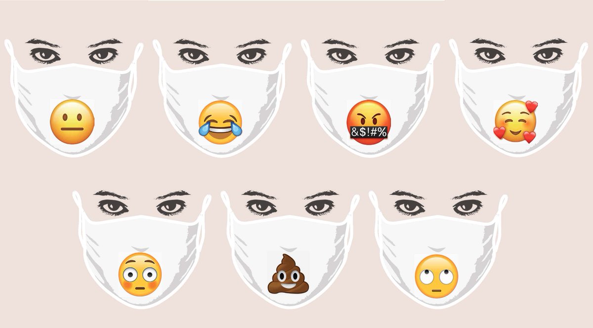 NEPromotional's tweet photo. Bring a little levity to a tough situation with our all new Mood Masks! Sold individually or as a pack of 7. Shop for yours today: https://t.co/8cnK4bSaUl 
😐😂🤬🥰😳💩🙄 https://t.co/wXrSb7MMTK
