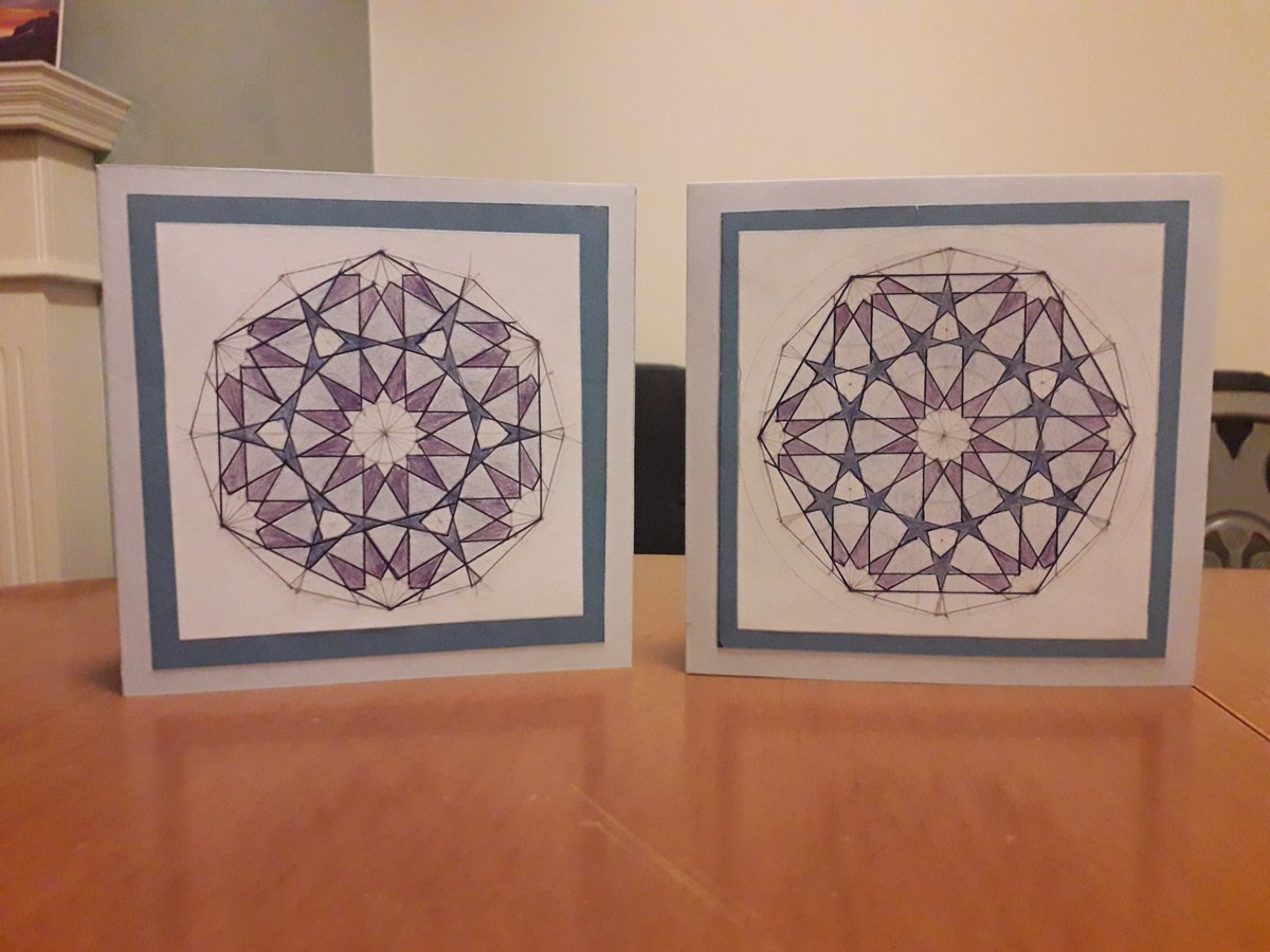 Birthday cards made using @samira_mian 's excellent tutorials - #islamicart #artfulaugust #mathsart