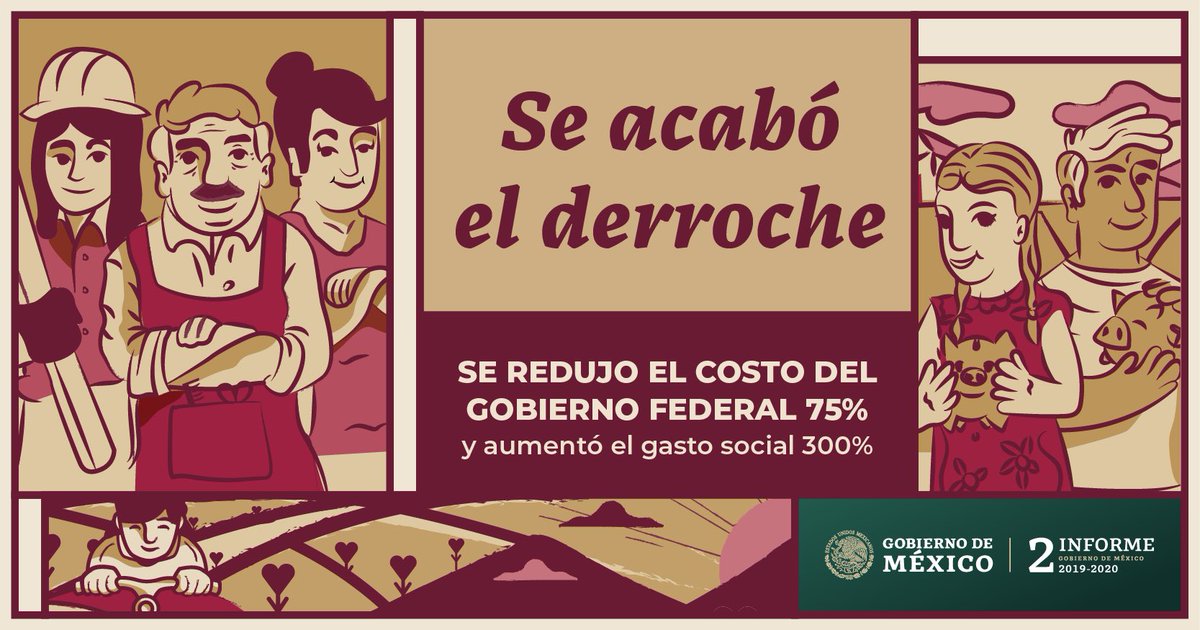 Se acabó el derroche de recursos públicos.

Se redujo el costo del gobierno en un 75%, mientras que el gasto en programas sociales aumentó en 300%.

La transformación avanza y se construye con eficiencia y austeridad republicana.

#SegundoInforme
#UnidosSaldremosAdelante
