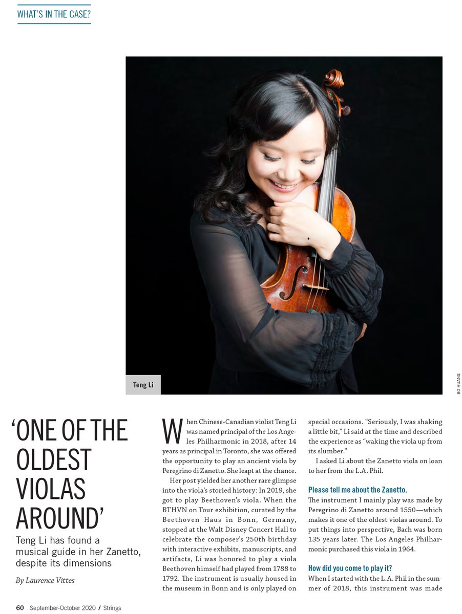 I was interviewed for the Sept/Oct issue of <a href="/StringsMagazine/">Strings Magazine</a> about the beautiful #Zanetto #viola in my case (on loan from <a href="/LAPhil/">LA Phil</a>): "Sometimes I think of the Zanetto as my #teacher. It advises me on how to move my body to produce the best sound possible." store.stringsmagazine.com/collections/ba…