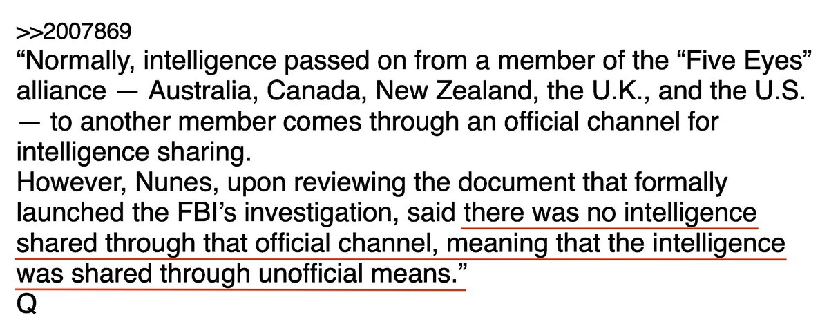 'However, Nunes, Upon Reviewing The Document That Formally Launched The FBI’s Investigation, Said There Was No Intelligence Shared Through That Official Channel, Meaning That The Intelligence Was Shared Through Unofficial Means.'#1667