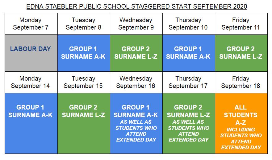 🚨Edna Staebler Families - Please check your School-Day Account to view our Staggered Entry Plan. Information can also be found at est.wrdsb.ca 🚨 <a href="/espsParents/">ESPS School Council</a> <a href="/wrdsb/">Waterloo Region DSB</a> 
Please note - Our Bell Times remain the same.