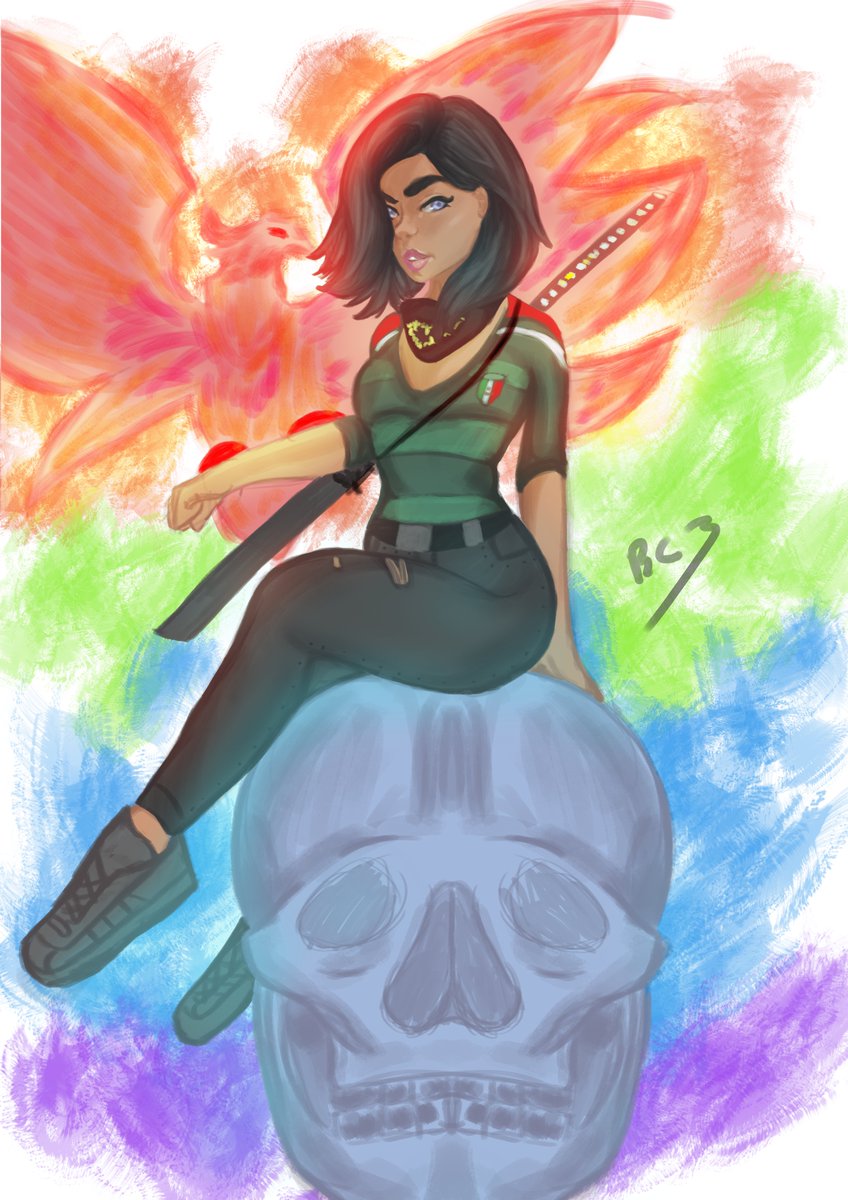 rancast_artz's tweet photo. Another drawing of my OC that I forgot to post 
#latinaart #art #digitalart #pheonix #skull #mexican #instaart #rainbow #powerfulwoman #latinapride #blackhair  #bird https://t.co/OsmrAMQ80h