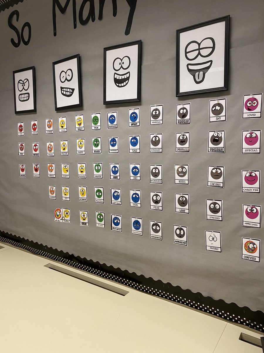 MrsYoderMTE's tweet photo. My feelings word wall has a fresh face!  I love the Spot books by @imnotascribble! We’ll be using them all year to explore our feelings! How do YOU feel today @MohawkTrailsEl? https://t.co/YbcIWkkUW7