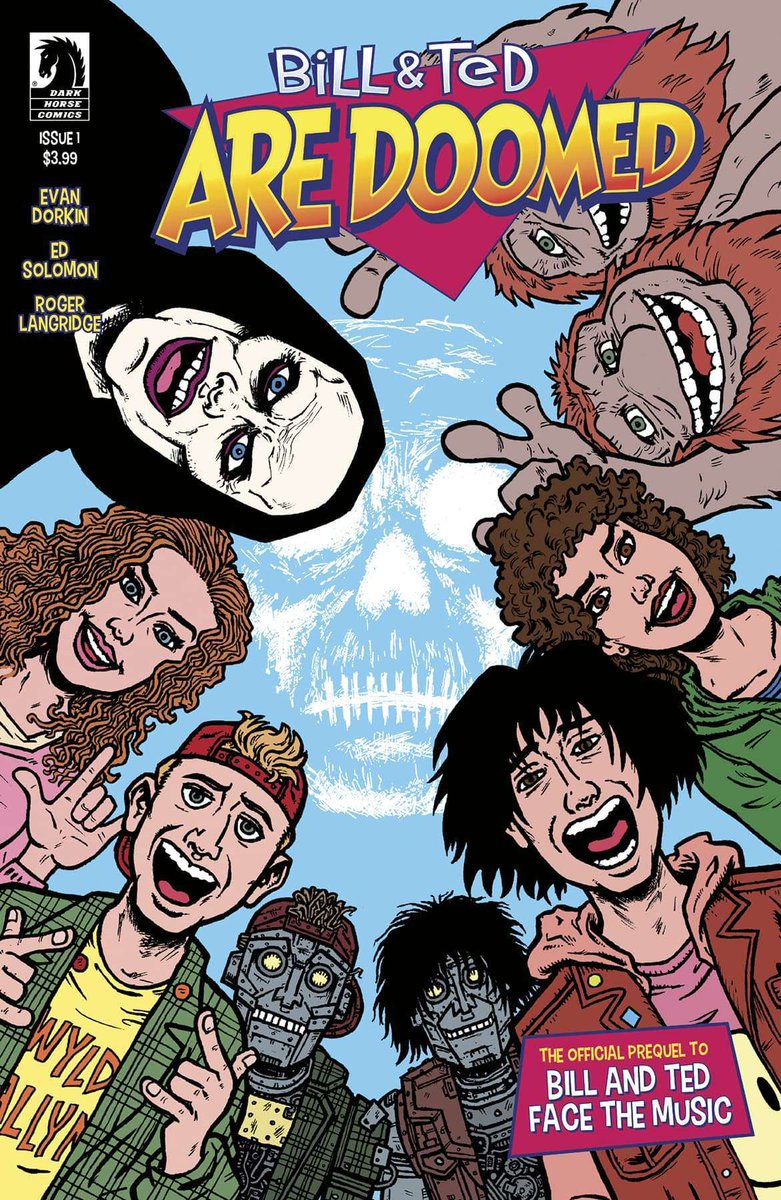 evandorkin's tweet image. See the movie, read the comic!
BILL AND TED ARE DOOMED #1 
In 2000, Wyld Stallyns kicks off a world tour to revive their fortunes but runs afoul of an Evil Black Metal movement that wants them dead. BOGUS JOURNEY sequel/FACE THE MUSIC prequel. Non-heinous! darkhorse.com/Comics/3006-51…