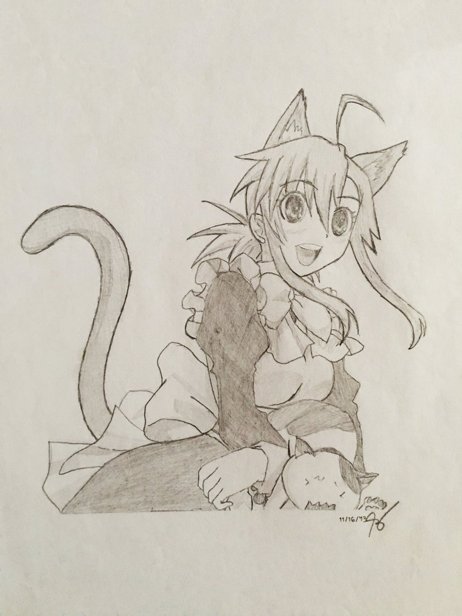 catgirl / 猫耳2013.11.16i dunno where she's from  i think i copied this off of a magazine  #namethatanime  #エリdrawings