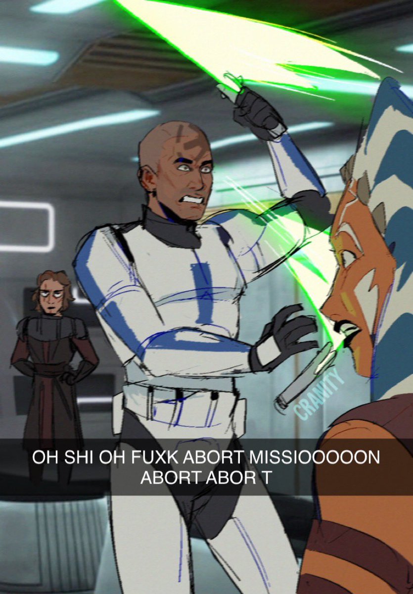 cranity's tweet image. tcw snapchat shenanigans part 6, this time with Jesse and Hardcase ;)
Anakin’s just mad that they’re having fun without him #StarWars